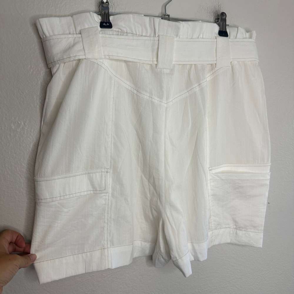 Anthropologie Moon River White High Waisted Paperbag Utility Cargo Shorts XL New - Picture 8 of 9